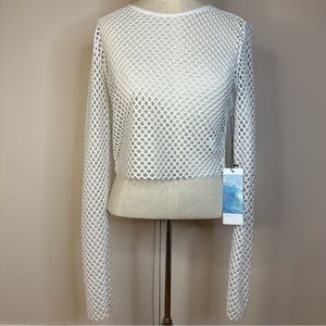 NWT forever 21 white mesh crop top